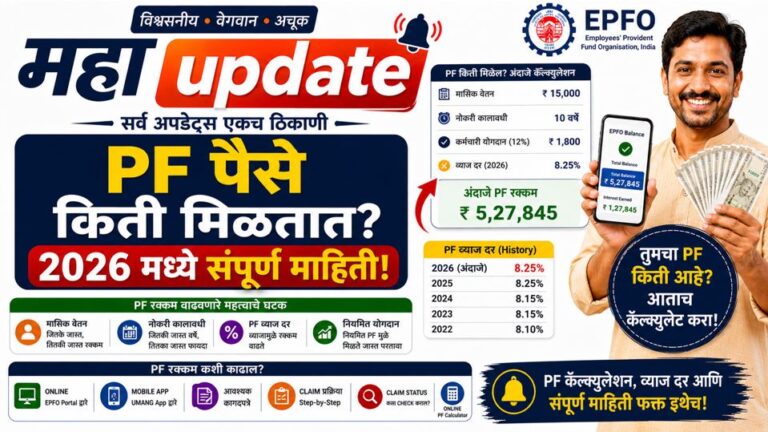 PF पैसे किती मिळतात