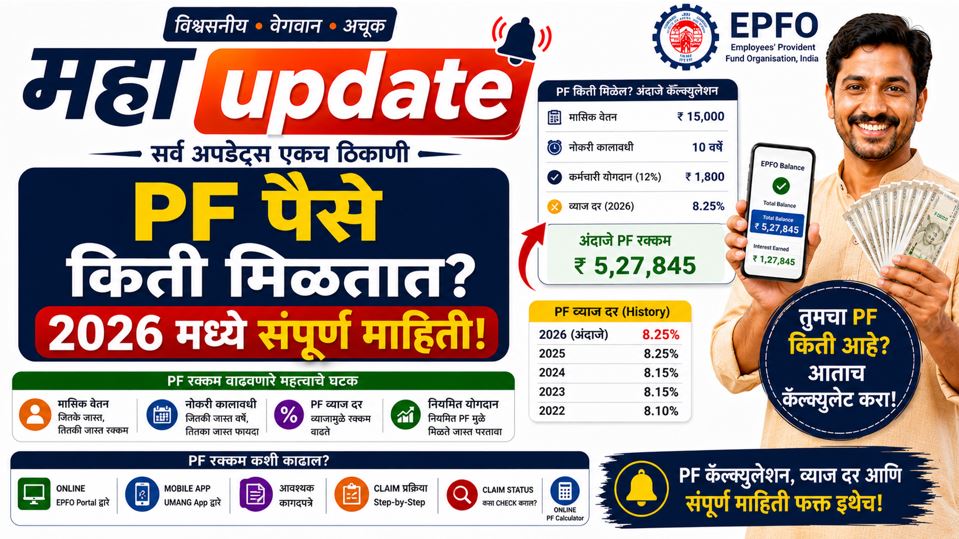 PF पैसे किती मिळतात